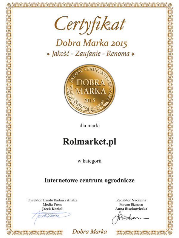Dobra Marka Certyfikat dla Rolmarket.pl