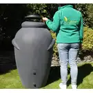 Duży ozdobny zbiornik na deszczówkę Aquacan, antracyt, 360L + kran + zestaw przyłączy