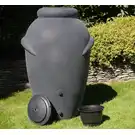 Duży ozdobny zbiornik na deszczówkę Aquacan, antracyt, 360L + kran + zestaw przyłączy